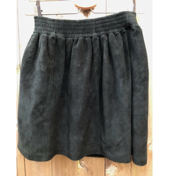 NWT Gorman Australian Lamb Suede Leather Black Skater's Skirt Elastic Waist XS - Picture 2 of 6